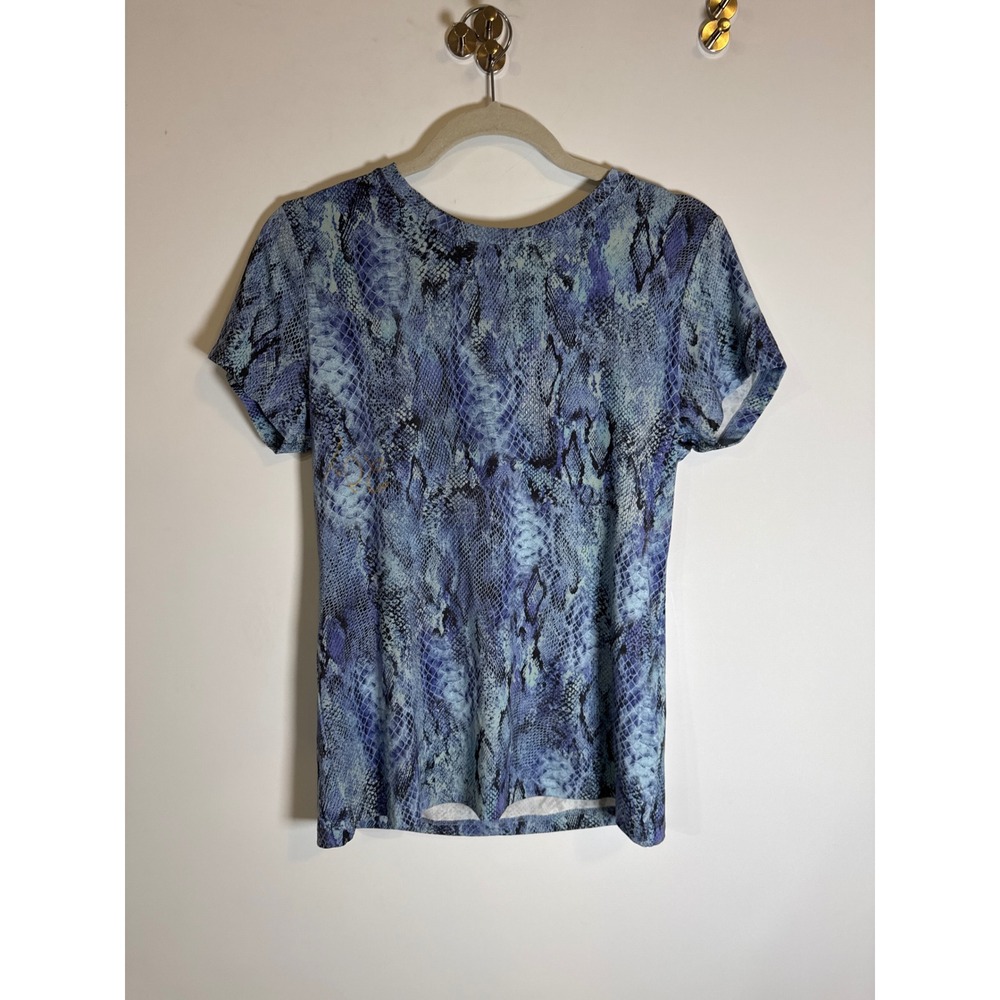 L'Agence Ressi Tee Light Blue Textured Snake Print T-Shirt NWT Medium